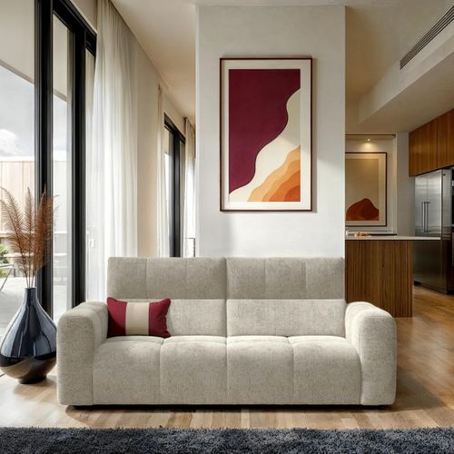 Canapé 3 places fixe UNIVERS tissu fote beige