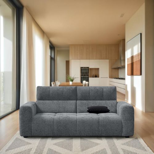 Canapé 3 places fixe UNIVERS tissu forte gris moyen