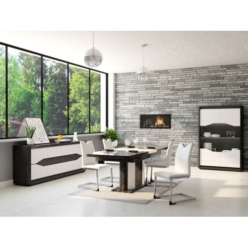 Table L.190/230 + allonge MATERA Blanc/imitation chêne gris