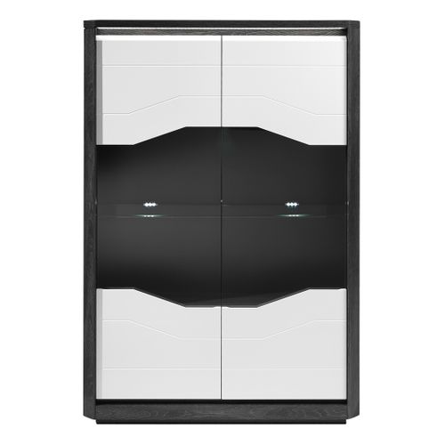 Vitrine 2P L.120 MATERA Blanc/imitation chêne gris