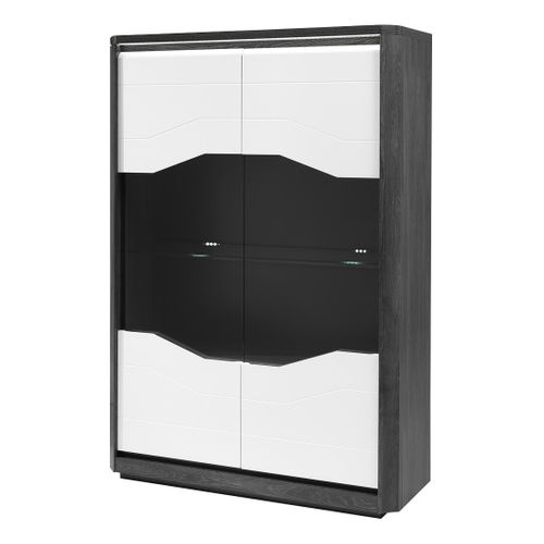 Vitrine 2P L.120 MATERA Blanc/imitation chêne gris