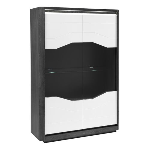 Vitrine 2P L.120 MATERA Blanc/imitation chêne gris