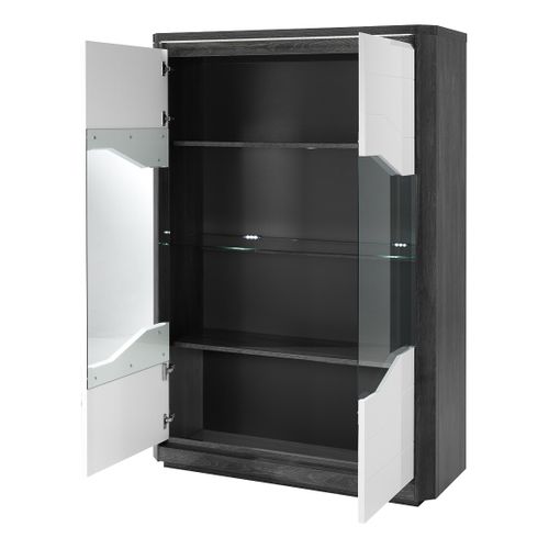 Vitrine 2P L.120 MATERA Blanc/imitation chêne gris