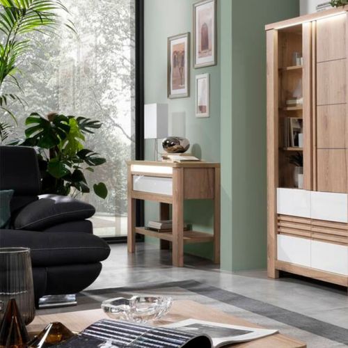 Console PALAZZO imitation chêne/ blanc