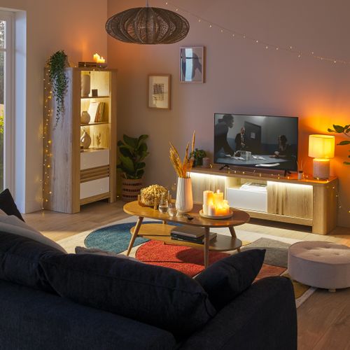 Bibliotheque PALAZZO imitation chêne/ blanc