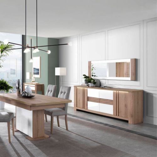 Miroir PALAZZO imitation chêne/ blanc