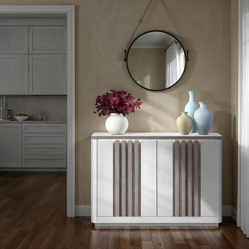 Buffet 2 portes L125 PESARO imitation chêne gris et gris