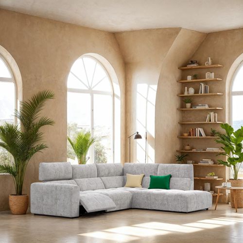 Canapé angle relax électrique droit UNIVERS tissu sajma beige