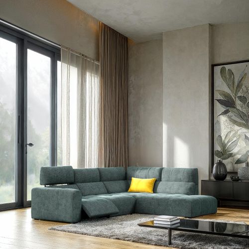 Canapé angle relax électrique droit UNIVERS tissu sajma vert