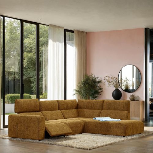 Canapé angle relax électrique droit UNIVERS tissu sajma jaune