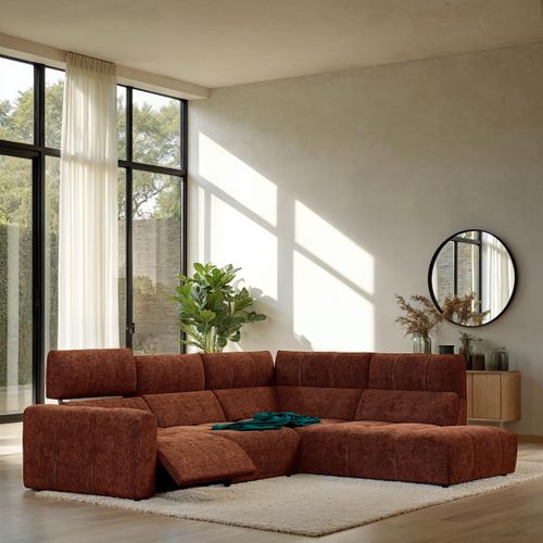 Canapé angle relax électrique droit UNIVERS tissu sajma brique
