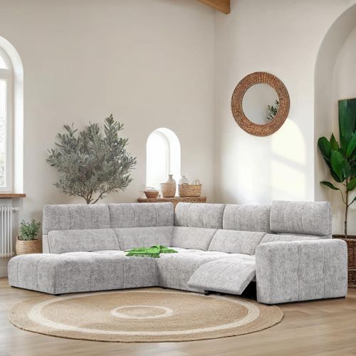 Canapé angle relax électrique gauche UNIVERS tissu sajma beige