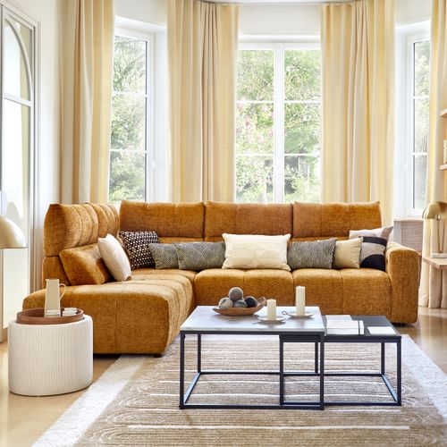 Canapé angle relax électrique gauche UNIVERS tissu sajma jaune