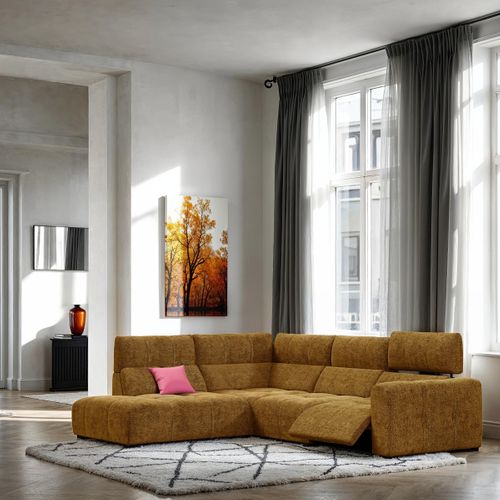 Canapé angle relax électrique gauche UNIVERS tissu sajma jaune