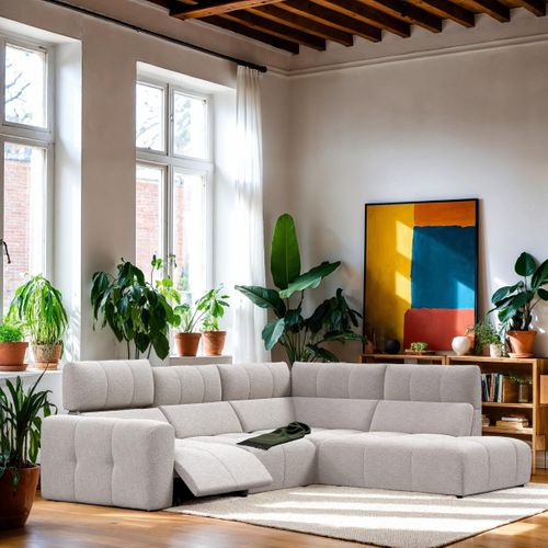 Canapé angle relax électrique droit UNIVERS tissu oro sable