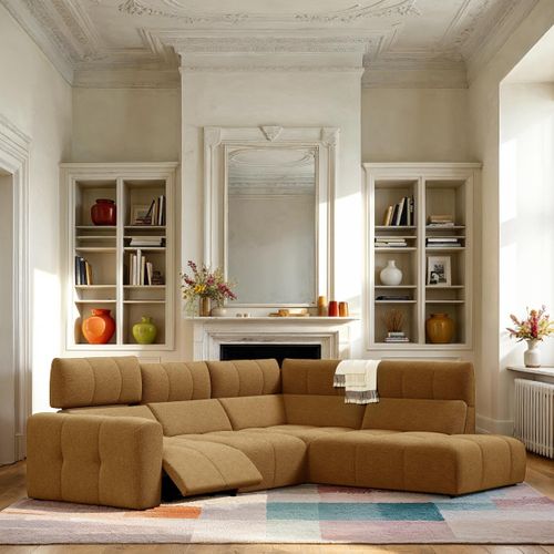 Canapé angle relax électrique droit UNIVERS tissu oro ocre
