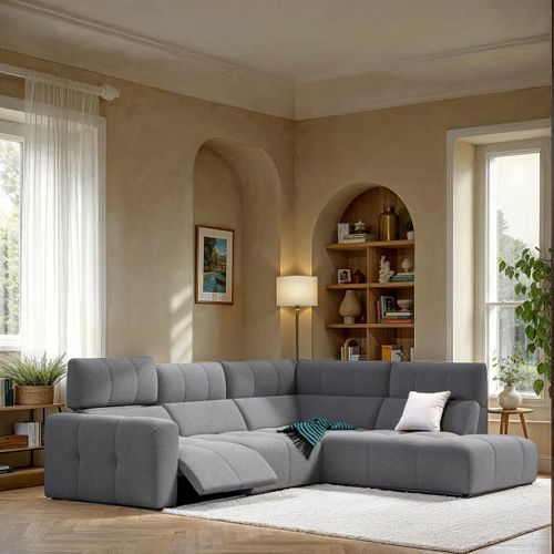 Canapé angle relax électrique droit UNIVERS tissu oro gris foncé