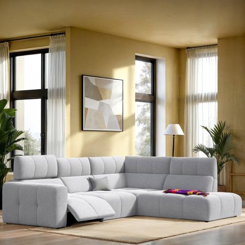 Canapé angle relax électrique droit UNIVERS tissu oro gris clair