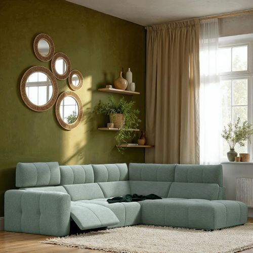 Canapé angle relax électrique droit UNIVERS tissu oro lichen