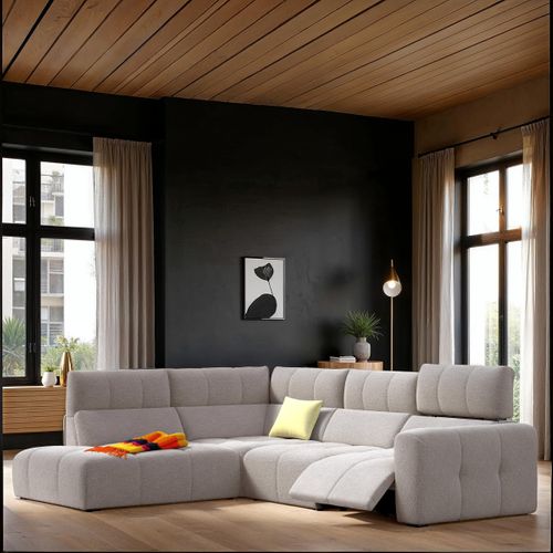 Canapé angle relax électrique gauche UNIVERS tissu oro sable