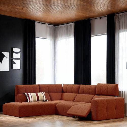 Canapé angle relax électrique gauche UNIVERS tissu oro terracotta