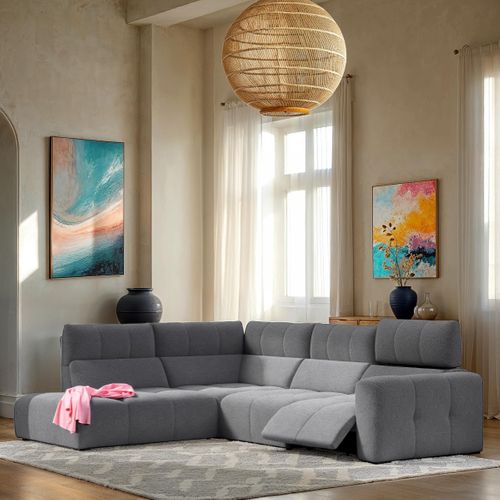 Canapé angle relax électrique gauche UNIVERS tissu oro gris foncé