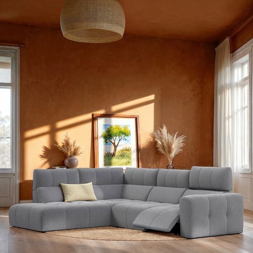 Canapé angle relax électrique gauche UNIVERS tissu oro gris moyen