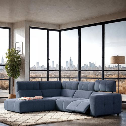 Canapé angle relax électrique gauche UNIVERS tissu oro océan