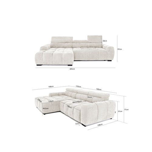 Canapé d'angle relax AUGUSTIN méridienne droit tissu vert