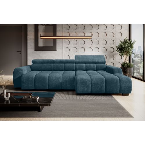 Canapé d'angle relax AUGUSTIN méridienne droit bleu clair