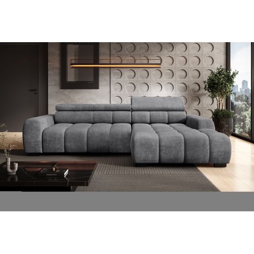 Canapé d'angle relax AUGUSTIN méridienne droit tissu gris