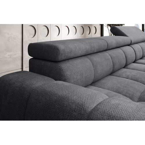 Canapé d'angle relax AUGUSTIN méridienne droit tissu gris