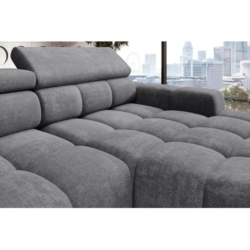 Canapé d'angle relax AUGUSTIN méridienne gauche tissu gris