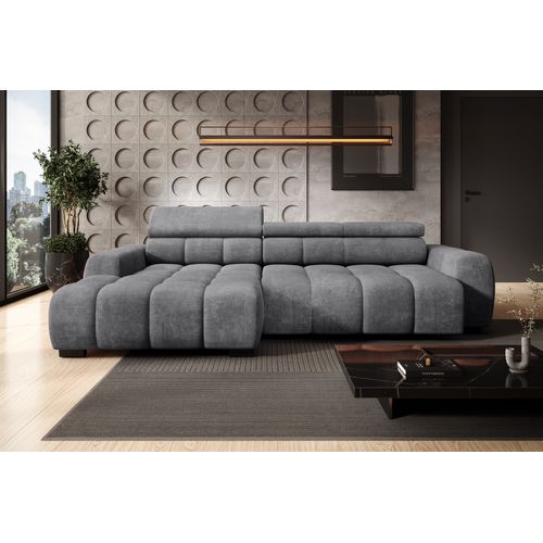 Canapé d'angle relax AUGUSTIN méridienne gauche tissu gris