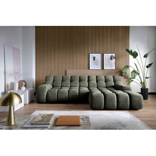 Canapé d'angle relax COCOON méridienne droit tissu vert