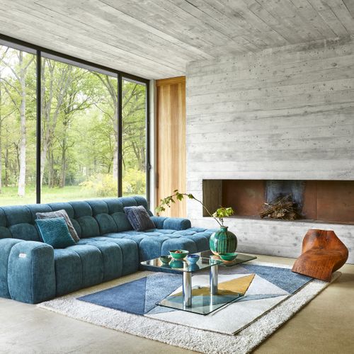 Canapé d'angle relax COCOON méridienne droit bleu clair