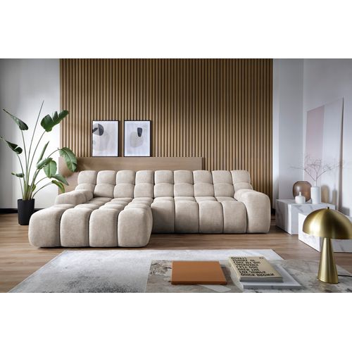 Canapé d'angle relax COCOON méridienne gauche tissu beige