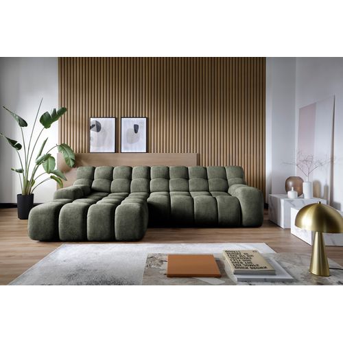 Canapé d'angle relax COCOON méridienne gauche tissu vert