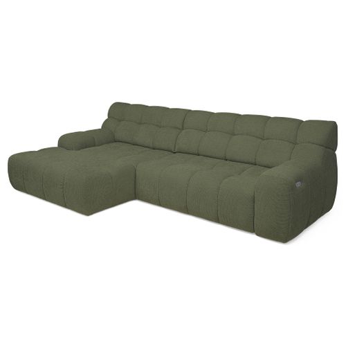 Canapé d'angle relax COCOON méridienne gauche tissu vert