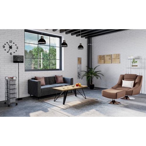 Desserte 5 tiroirs OSCAR Chrome / Gris