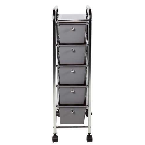 Desserte 5 tiroirs OSCAR Chrome / Gris