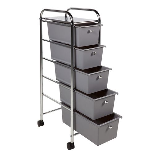 Desserte 5 tiroirs OSCAR Chrome / Gris