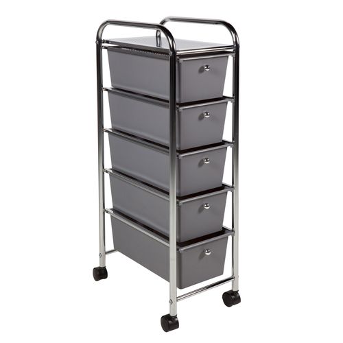 Desserte 5 tiroirs OSCAR Chrome / Gris