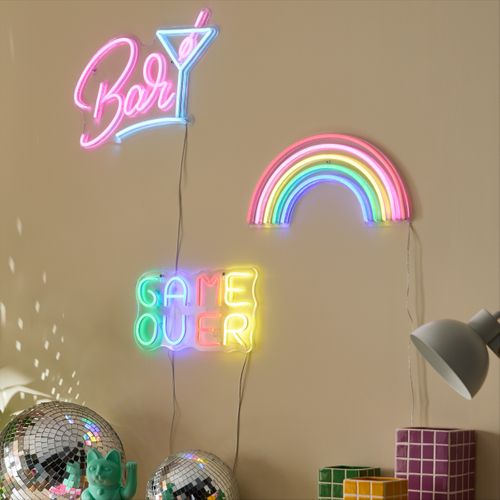 Néon mural LED USB L. 40 cm BAR Rose et bleu