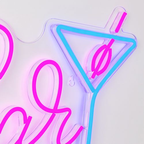 Néon mural LED USB L. 40 cm BAR Rose et bleu