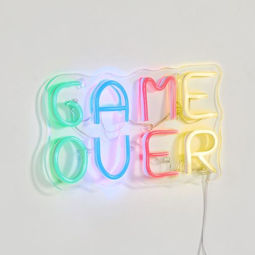 Néon mural LED USB L. 32 cm GAME OVER Multicolore