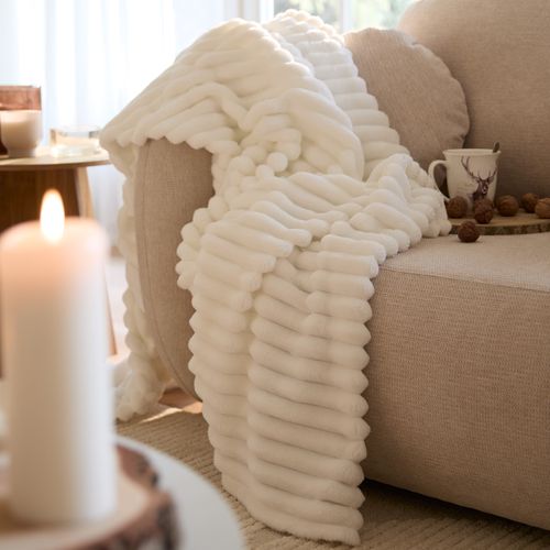 Plaid 130x170 cm LUNA Blanc