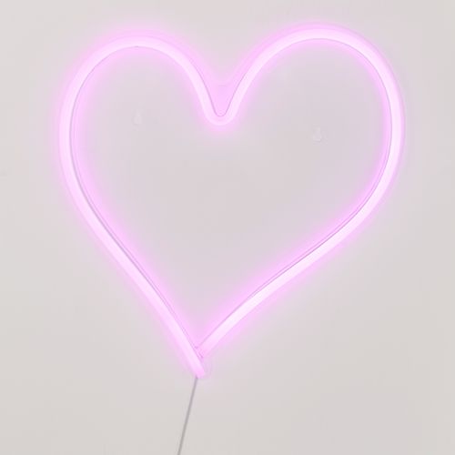 Néon mural Led USB H. 34 cm COEUR Rose