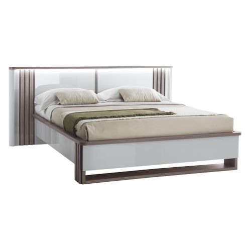 Lit 160x200 cm Led PESARO laqué gris/chêne gris