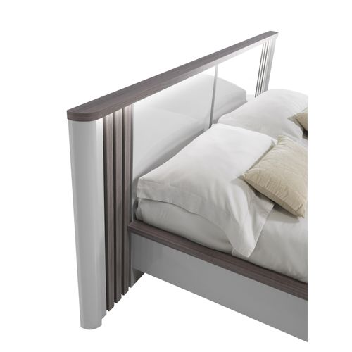 Lit 160x200 cm Led PESARO laqué gris/chêne gris